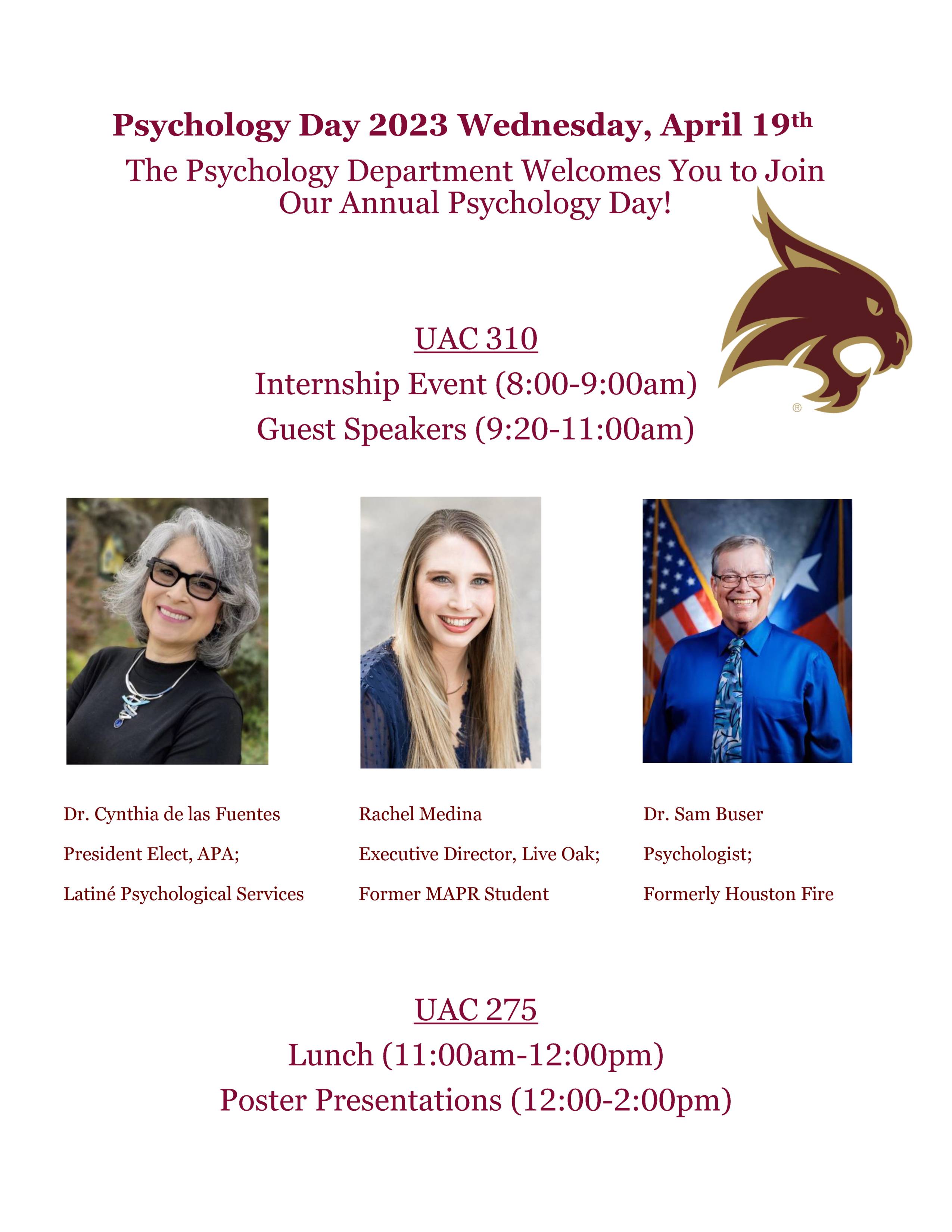 Psychology Day 2023 Department of Psychology Texas State University